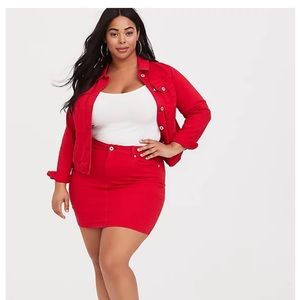 TORRID RUBY RED DENIM MINI SKIRT